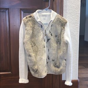 Boston Proper Sweater w Faux Fur